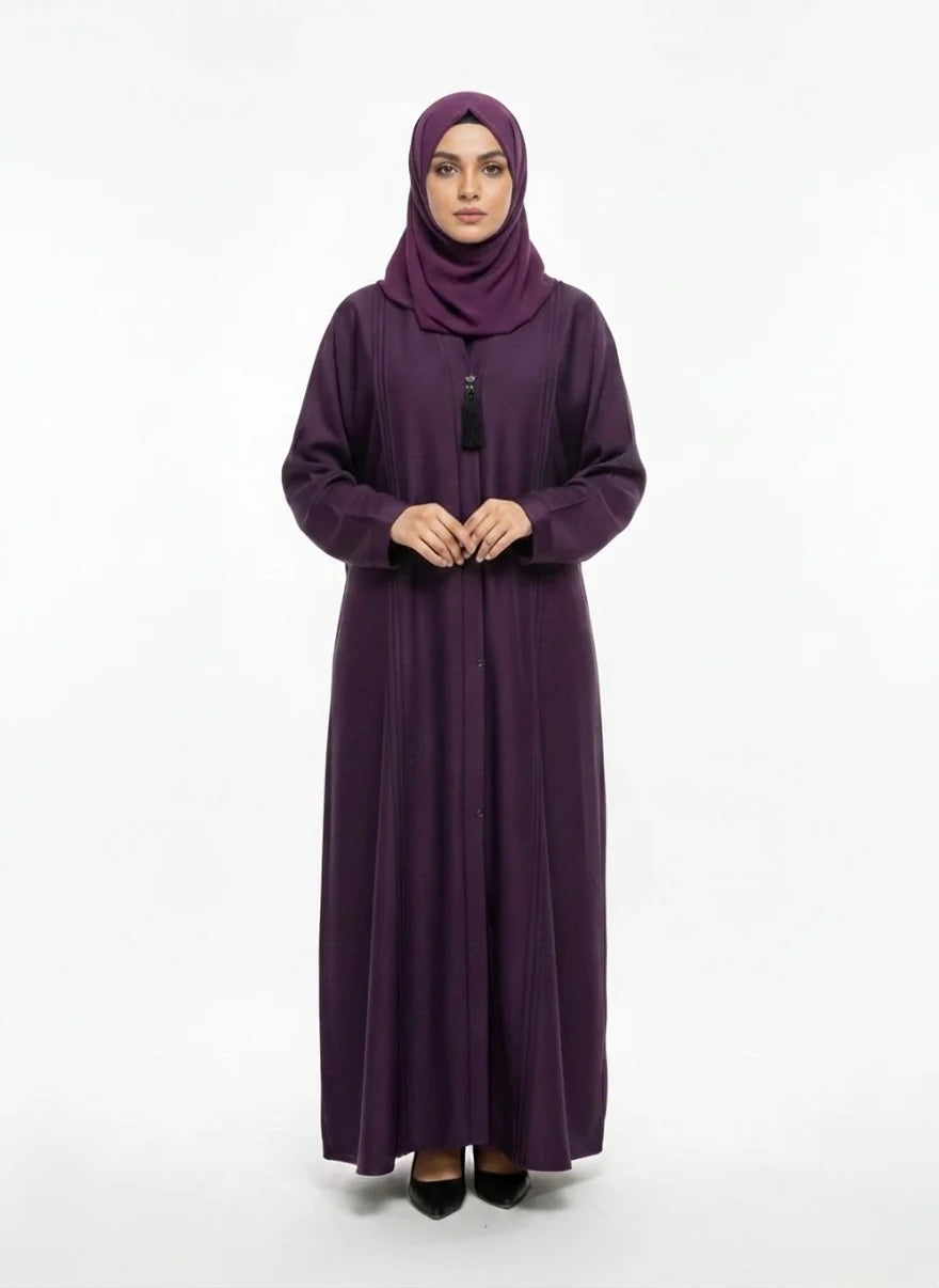 Classic Pleated Royal Plum Abaya