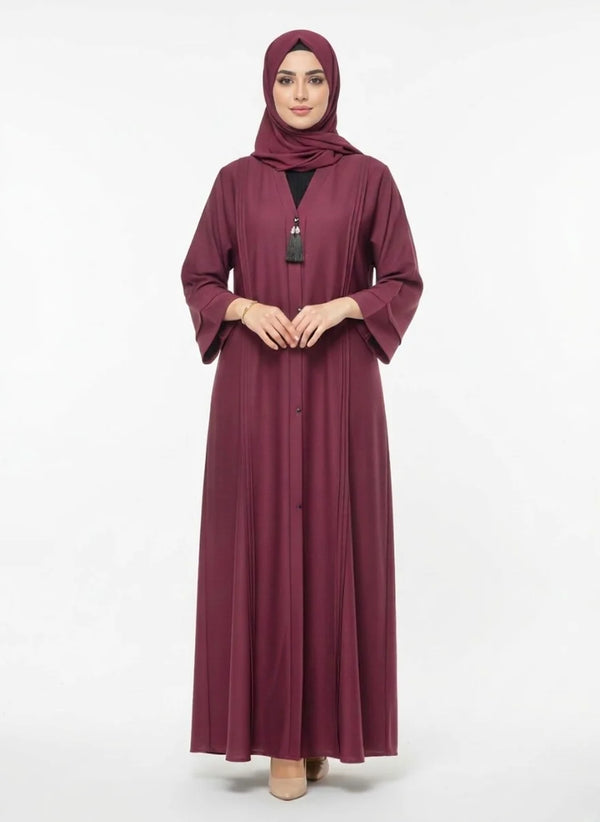Classic Pleated Purple abaya