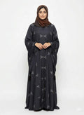 Open Tail Bow Charcoal Gray Abaya