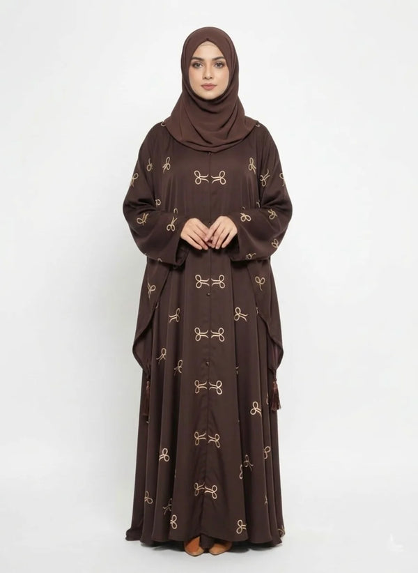 Open Tail Bow Chocolate Brwon Abaya