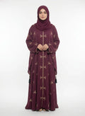 Open Tail Bow Plum Abaya