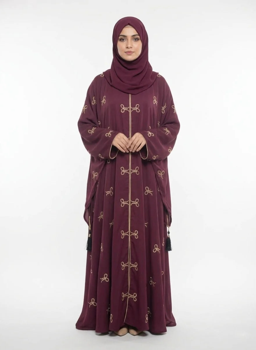 Open Tail Bow Plum Abaya