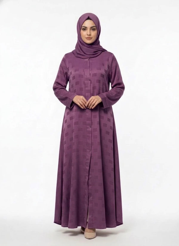 Open Zoom Shining Purple Toned Abaya