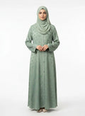 Open Zoom shining Sage Green Abaya