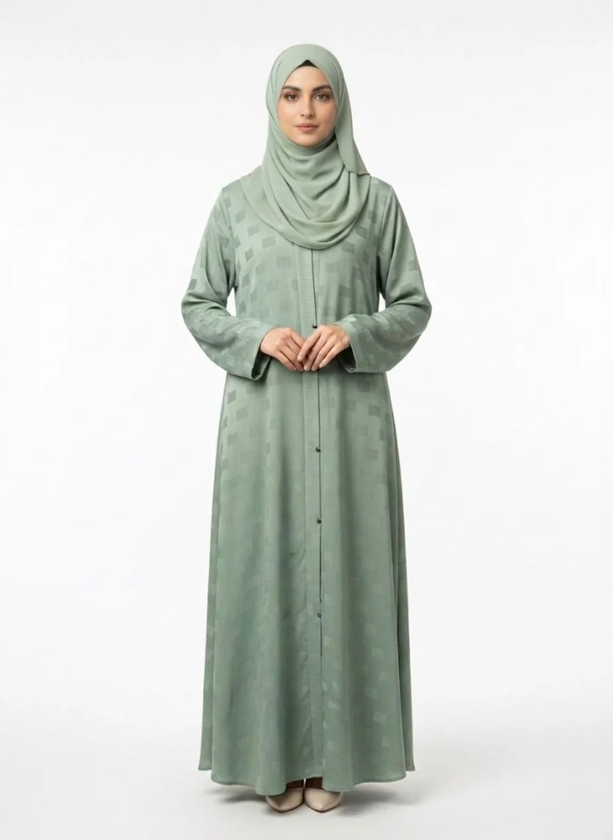 Open Zoom shining Sage Green Abaya