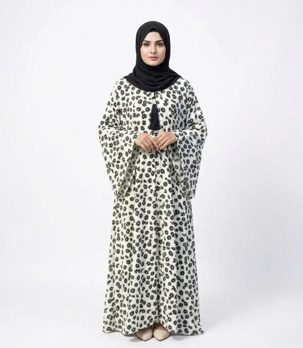 Lattice Stark Monochrome Abaya