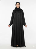 Open Zoom Shinning Deep Black Abaya