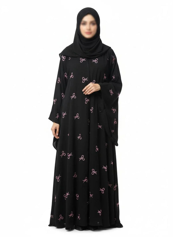 Open Tail Bow Classic Black Abaya