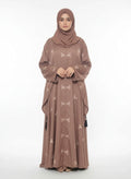 Open Tail Bow Soft Brown Abaya